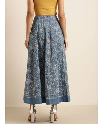 Blue  Floral Anarkali Skirt 3