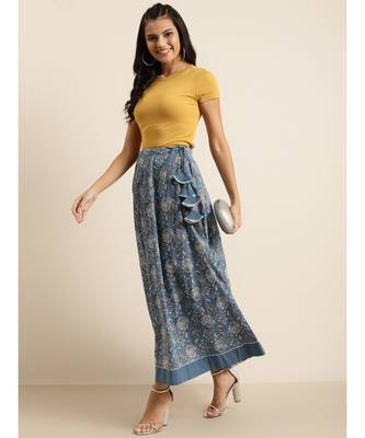 Blue  Floral Anarkali Skirt 4
