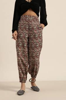 Chocolate Brown Floral Cuffed Pants