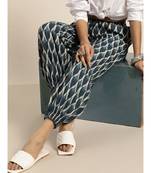 Navy Ikat Cuff Hem Pants