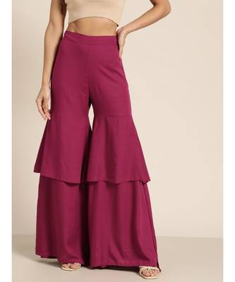 Burgundy Frilly Liva Pants 1