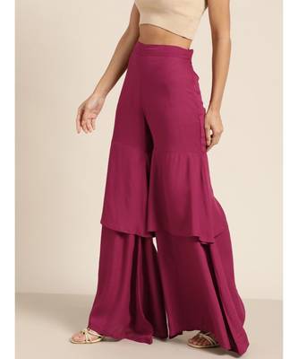Burgundy Frilly Liva Pants 2