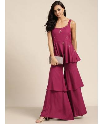 Burgundy Frilly Liva Pants 4