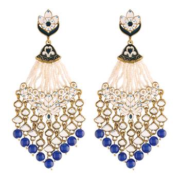 Ethnic Meenakari Dangler Earrings studded with Kundan  3