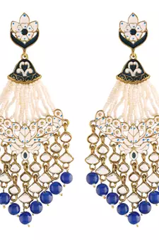 Ethnic Meenakari Dangler Earrings studded with Kundan 