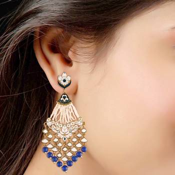 Ethnic Meenakari Dangler Earrings studded with Kundan  4
