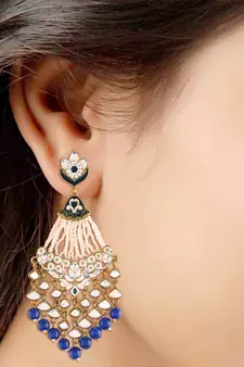 Ethnic Meenakari Dangler Earrings studded with Kundan 