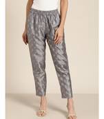 Grey Foil Print Pencil Pants