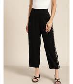 Black Side Embroidered Liva Pants