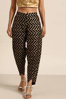 Black Chevron Foil Tulip Pant