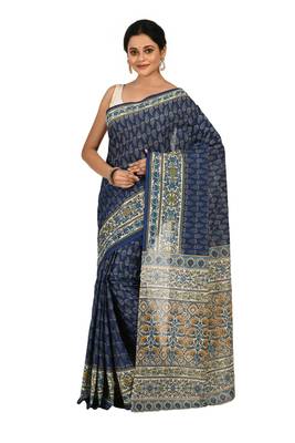 Multicolor printed cotton saree with blouse 1