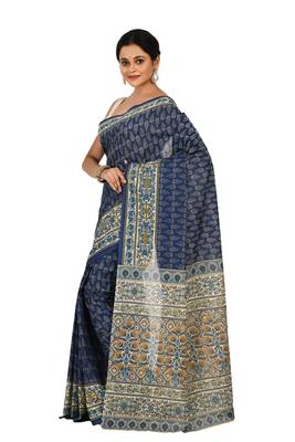 Multicolor printed cotton saree with blouse 3