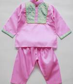Pink printed polyester boys-kurta-pyjama
