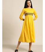 Yellow Waist Embroidered Anarkali Dress