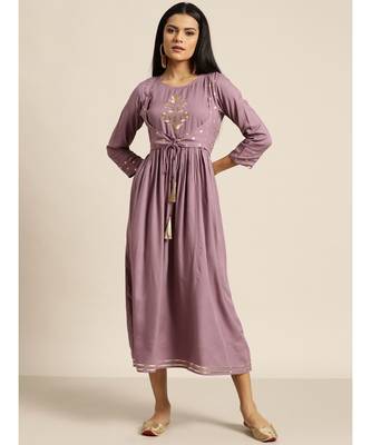 Lavender Foil Print Liva Dress With Jacket 1