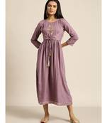 Lavender Foil Print Liva Dress With Jacket