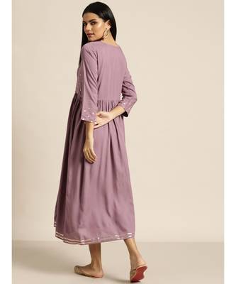 Lavender Foil Print Liva Dress With Jacket 3