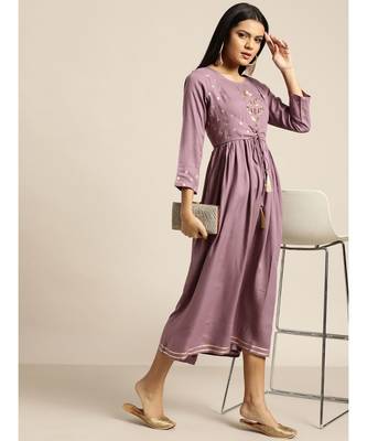 Lavender Foil Print Liva Dress With Jacket 4