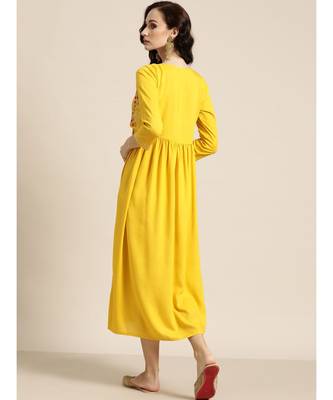 Yellow Zari Embroidered Liva Dress With Jacket 3