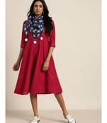 Maroon Anarkali Dress With Printed Scraf