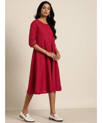Maroon Anarkali Dress With Printed Scraf 2