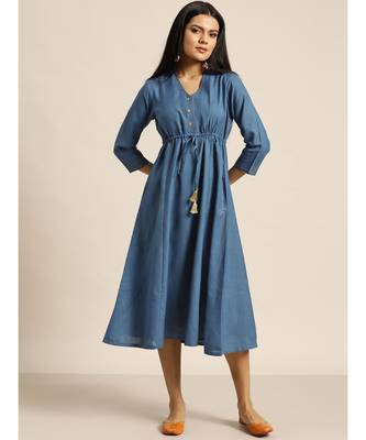 Blue Drawstring Anarkali Dress 1