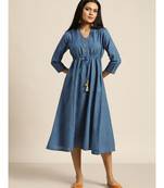 Blue Drawstring Anarkali Dress