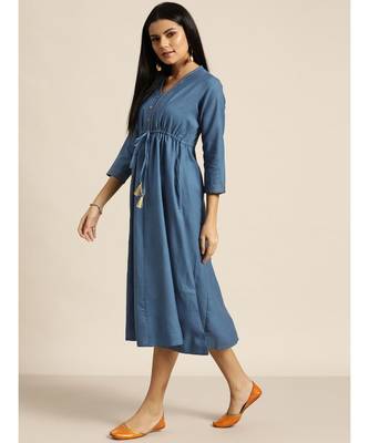 Blue Drawstring Anarkali Dress 2