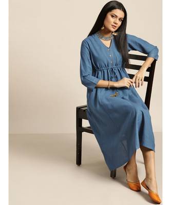 Blue Drawstring Anarkali Dress 4