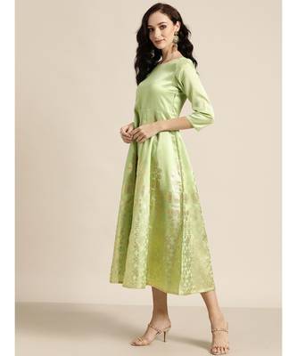 Mint Green Foil Print Anarkali Maxi Dress 2