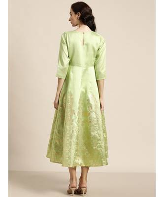 Mint Green Foil Print Anarkali Maxi Dress 3