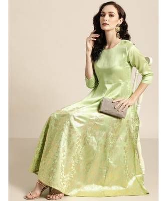 Mint Green Foil Print Anarkali Maxi Dress 4