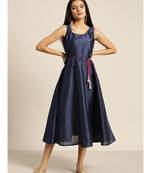 Navy Mukaish Work Anarkali Dress