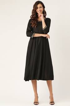 Black Zari Neck Embroidery Anarkali Kurta Dress