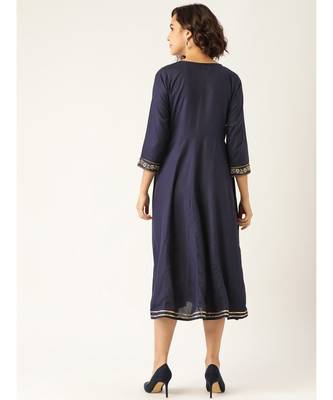Navy Embroidered Waist Anarkali Kurta Dress 3