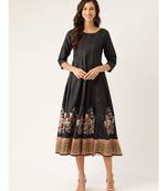Black Floral Kali Kurta Dress