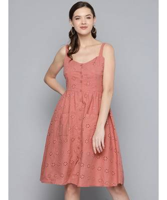 Baked Pink Strappy Front Button Dress 1