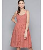 Baked Pink Strappy Front Button Dress