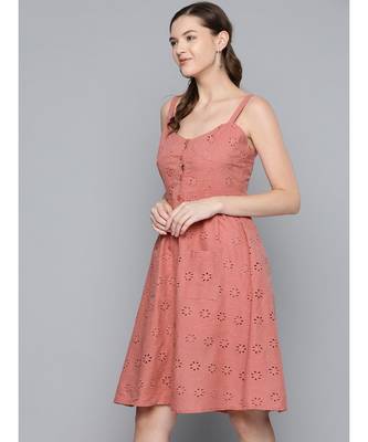 Baked Pink Strappy Front Button Dress 2