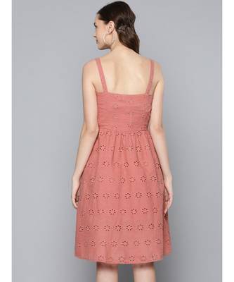 Baked Pink Strappy Front Button Dress 3