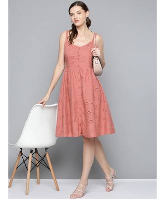 Baked Pink Strappy Front Button Dress 4