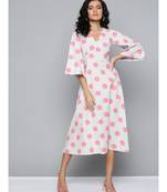 Pink & Grey Polka V-Neck Midi Dress