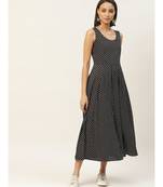 Black & White Printed Sleeveless Anarkali Dress