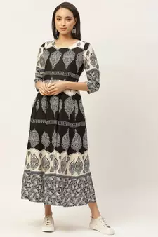 Black Floral Anarkali Maxi Dress
