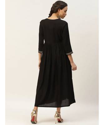 Black Zari Embroidery Gathered Dress 3