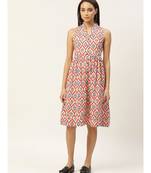 Red Floral Shawl Collar Front Open Dress