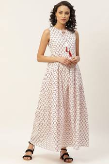 Red Geometric Print Sleeveless Tiered Maxi