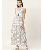 Navy Geometric Print Sleeveless Tiered Maxi