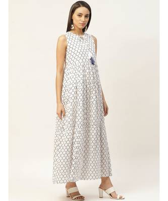 Navy Geometric Print Sleeveless Tiered Maxi 2