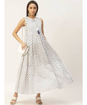 Navy Geometric Print Sleeveless Tiered Maxi 4